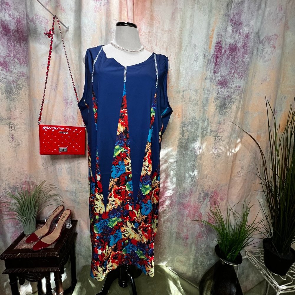 NWOT 📌 Colorful unusually Design  Maxi A-Line Sleeveless Dress